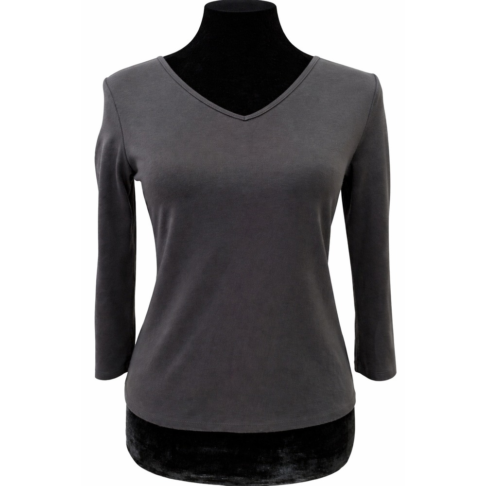 Eileen Fisher Womens‎ Pullover V-Neck T-Shirt Top Size XS Black Knit Stretch